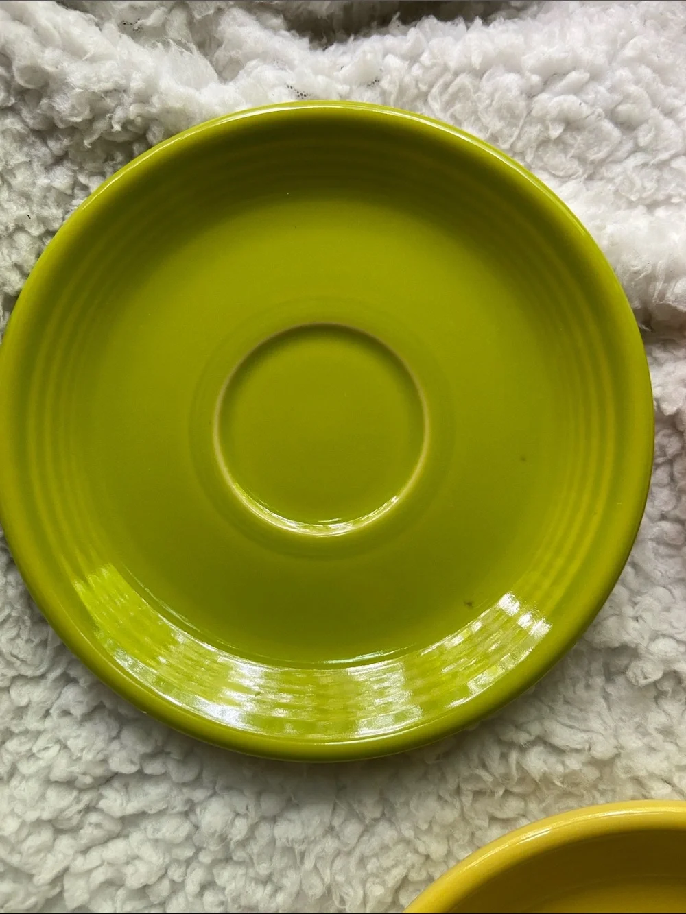 Contemporary Fiesta Ceramic Saucers in Lemongrass, Poppy & Sunflower - Set of 3